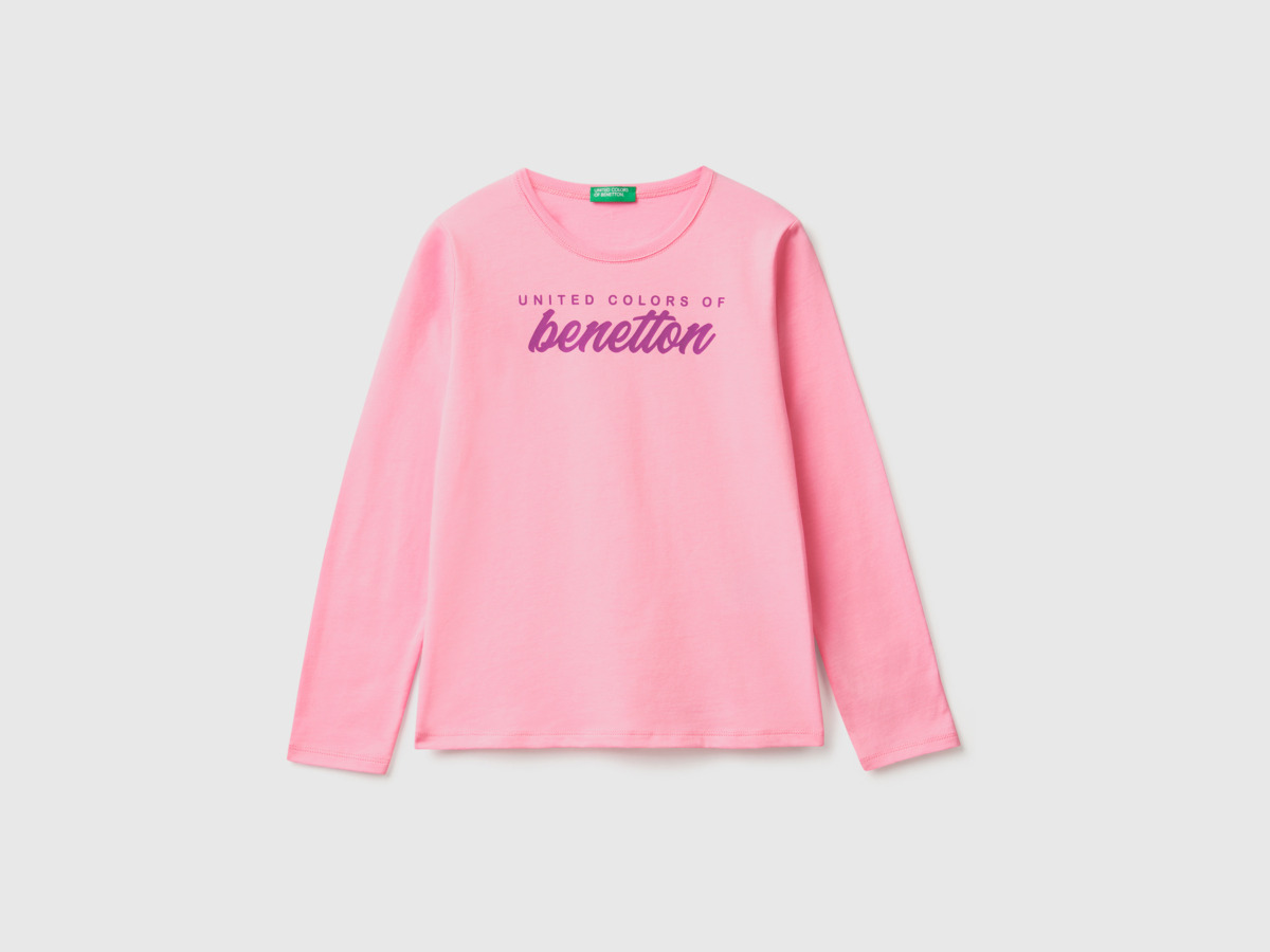 United Colors Of T-Shirt Made Of With Long Sleeves Pink Female Benetton Womens T-SHIRTS GOOFASH