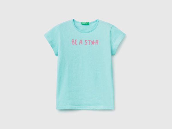 United Colors Of T-Shirt Made Of With Print Light Blue Female Benetton Womens T-SHIRTS GOOFASH