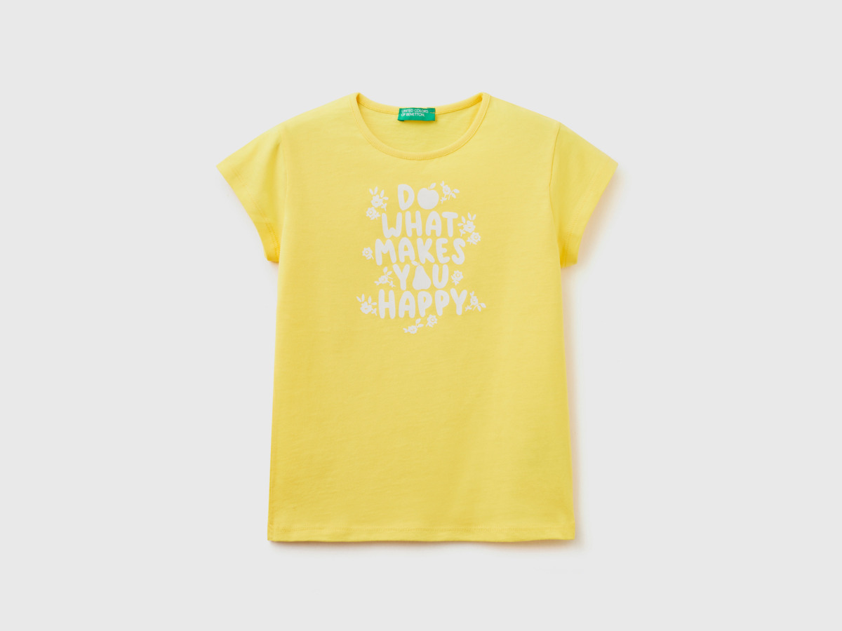 United Colors Of T-Shirt Made Of With Print Yellow Female Benetton Womens T-SHIRTS GOOFASH
