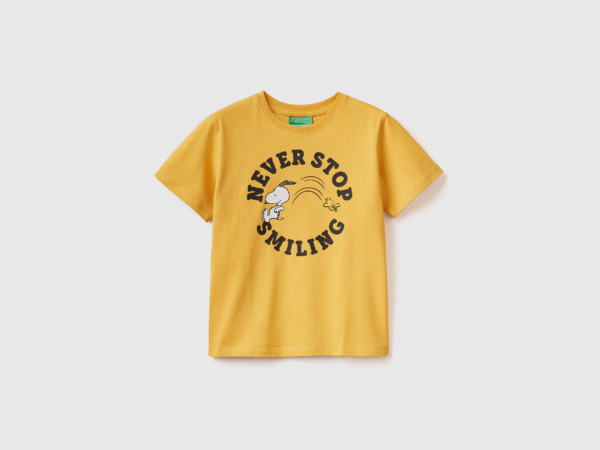 United Colors Of T-Shirt With Peanuts Print Yellow Male Benetton Mens T-SHIRTS GOOFASH