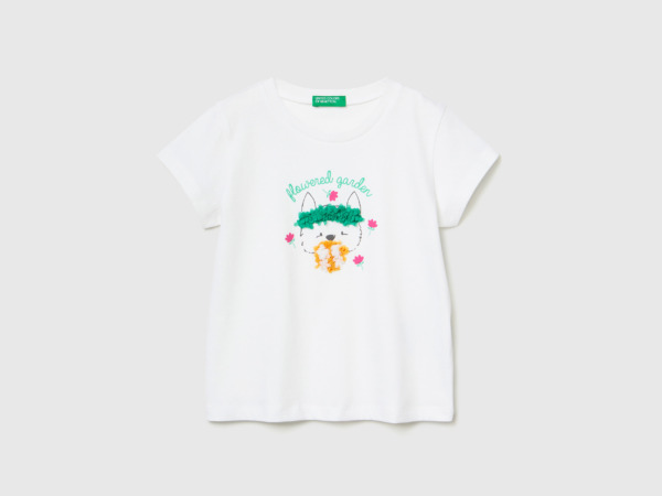 United Colors Of T-Shirt With Sewn On Als White Female Benetton Womens T-SHIRTS GOOFASH