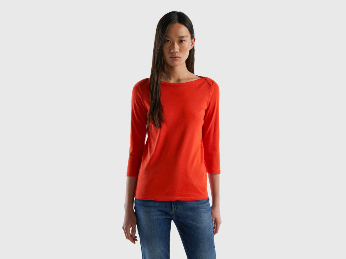 United Colors Of T-Shirt With Submarine Excerpt Made Of Red Female Benetton Womens T-SHIRTS GOOFASH