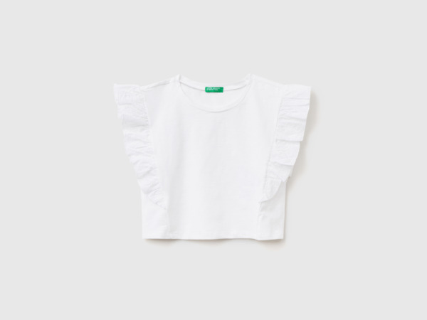 United Colors Of T-Shirt With Valance From Lochspitze White Female Benetton Womens T-SHIRTS GOOFASH