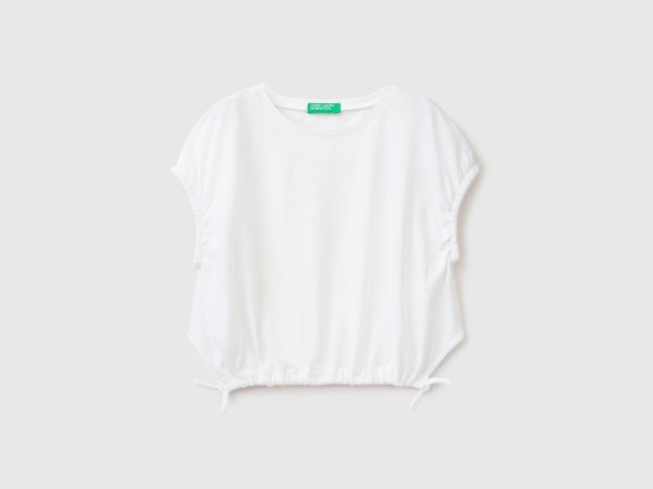 United Colors Of Top From Linen Mixture With Tapes White Female Benetton Womens TOPS GOOFASH