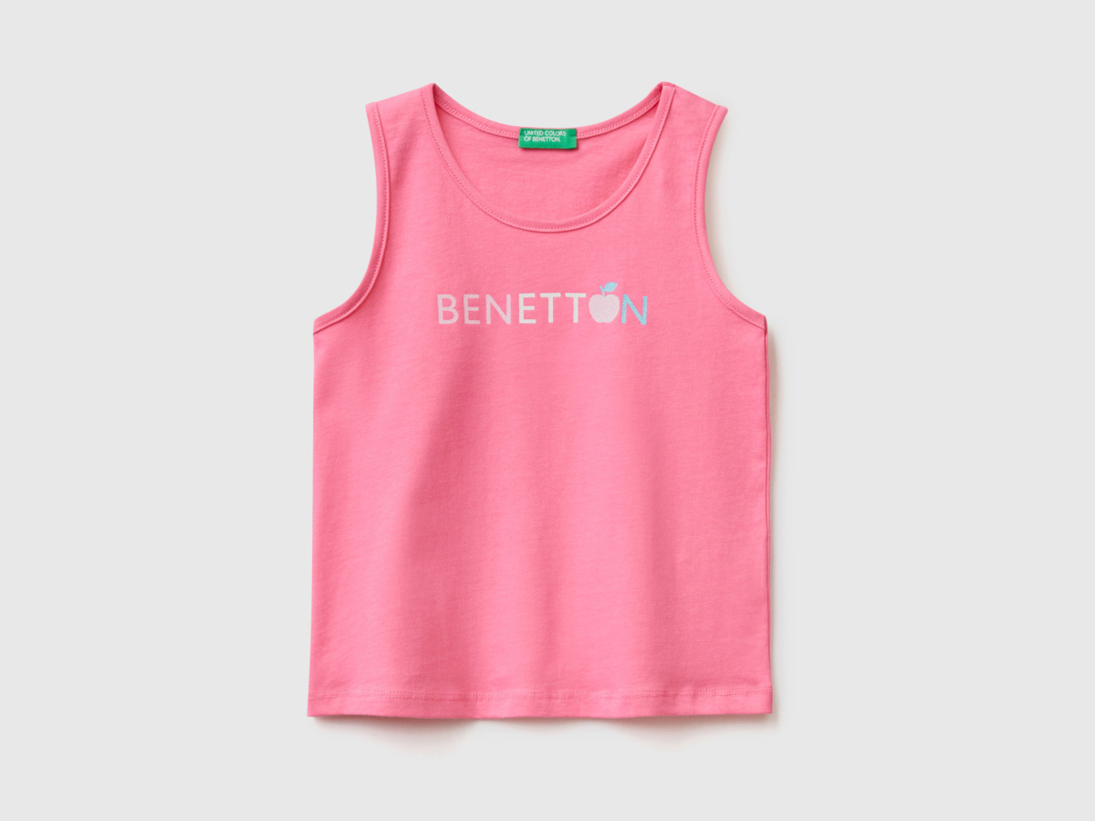 United Colors Of Top Made Of Organic With Logo Pink Female Benetton Womens TOPS GOOFASH