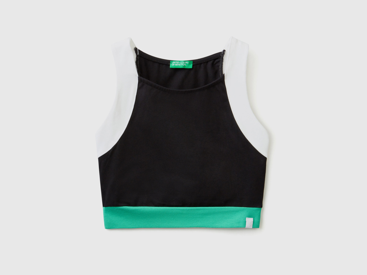 United Colors Of Top With Color Blocks Black Female Benetton Womens TOPS GOOFASH