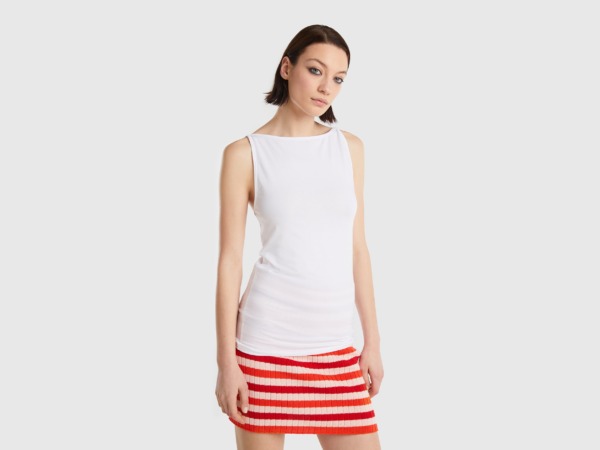 United Colors Of Top With Narrow Carriers At The Back White Female Benetton Womens TOPS GOOFASH