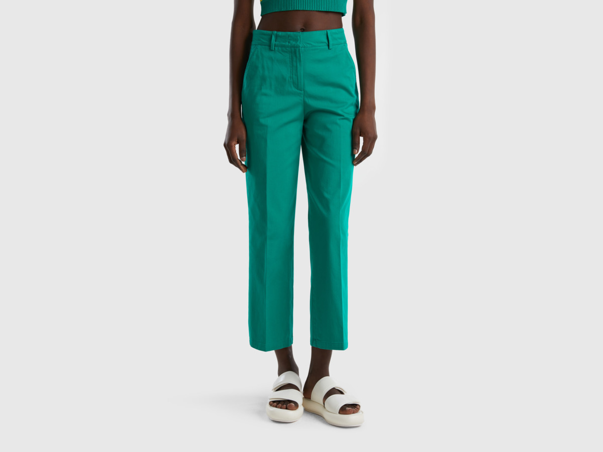 United Colors Of Trousers From The Twill Green Female Benetton Womens TROUSERS GOOFASH