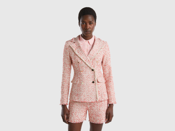 United Colors Of Two Row Blazer From Tweed Pink Female Benetton Womens BLAZER GOOFASH