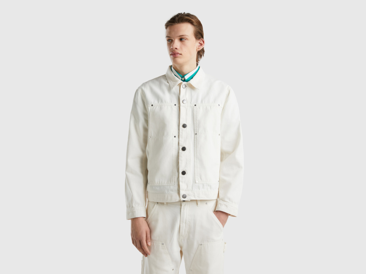 United Colors Of Unnoticed Jacket Made Of Cream White Male Benetton Mens JACKETS GOOFASH