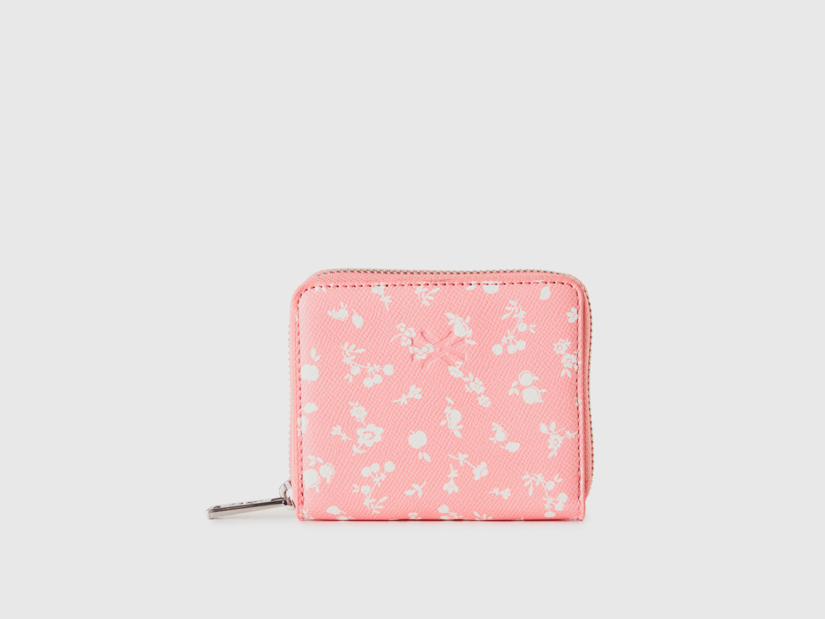 United Colors Of Wallet In Pink With Floral Pattern Os Pink Female Benetton Womens WALLETS GOOFASH