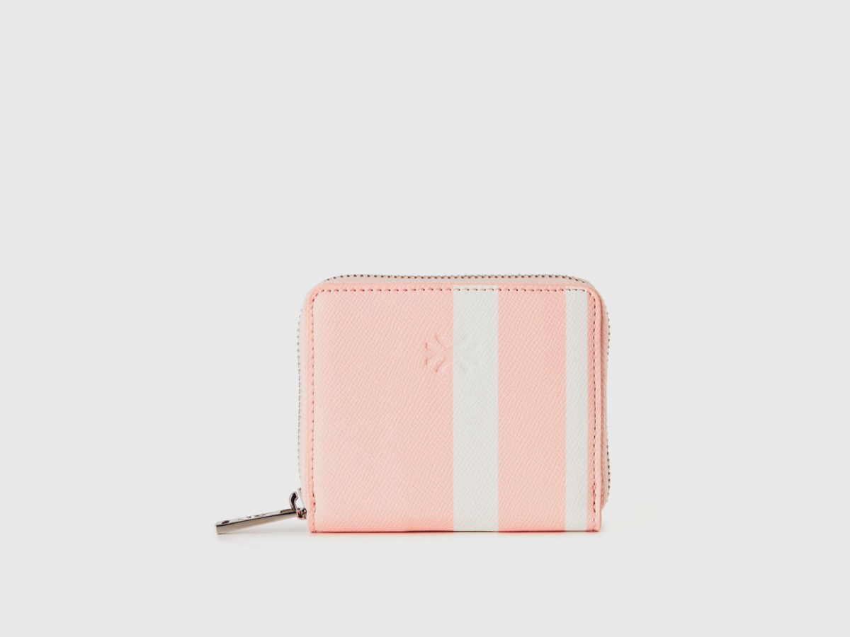United Colors Of Wallet In Pink With Strip Pattern Os Pink Female Benetton Womens WALLETS GOOFASH