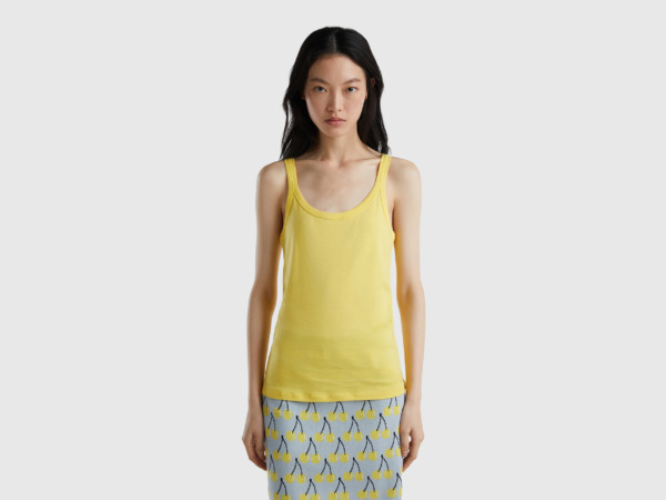 United Colors Of Yellow Top Made Of Pure Yellow Female Benetton Womens TOPS GOOFASH