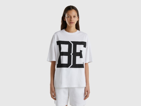 White Over T-Shirt Be" Größe Weiss Female" Benetton Womens T-SHIRTS GOOFASH