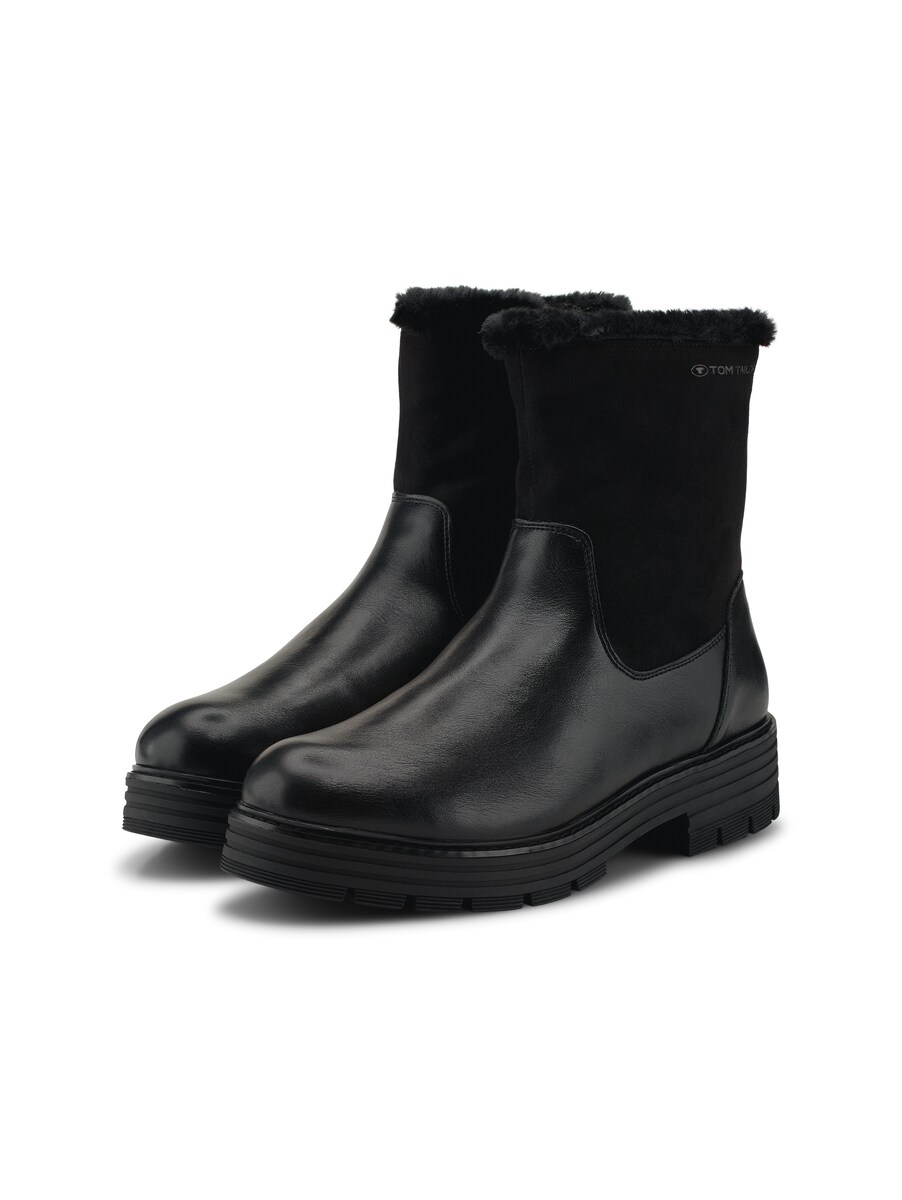 Woman Lined Boots With Fabric Insert Black Tom Tailor Womens BOOTS GOOFASH