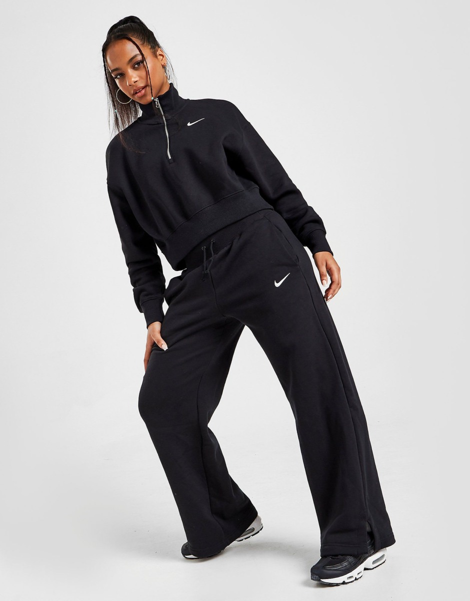 Women Jd Sports Nike Phoenix Fleece Wide Leg Joggers Black Womens TROUSERS GOOFASH