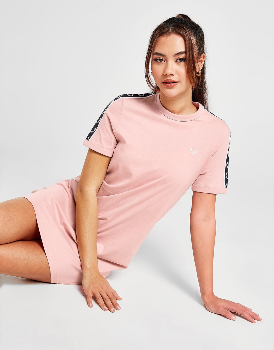 Women's Fred Perry Tape Ringer Dress Pink Jd Sports Womens DRESSES GOOFASH
