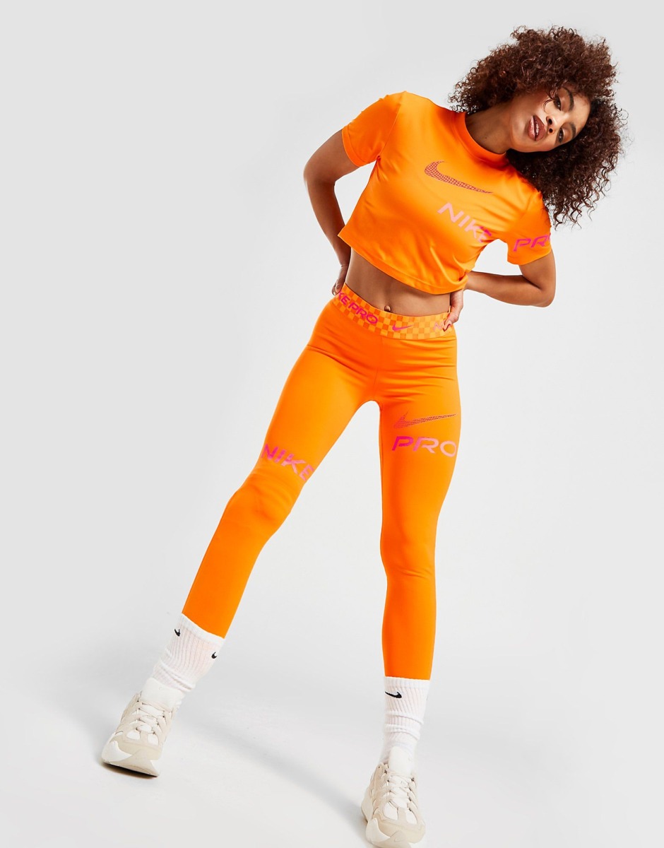 Women's Nike Training Pro Graphic Leggings Orange Jd Sports Womens LEGGINGS GOOFASH