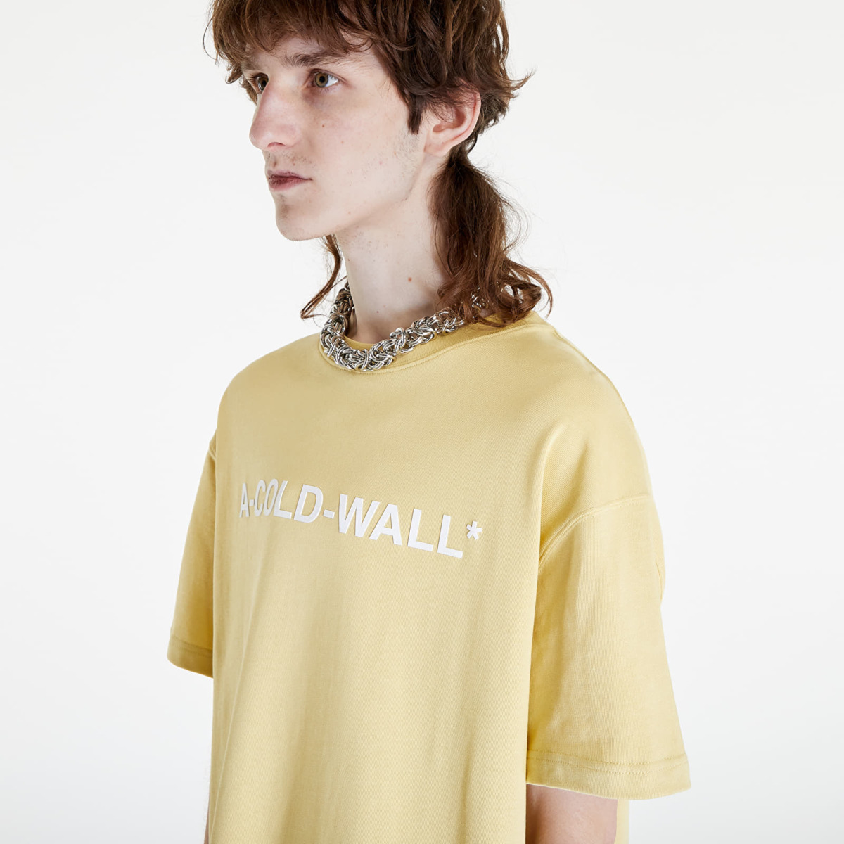 Yellow A Cold Wall * Essential Login T-Shirt Flaxes Bege Footshop Men Mens T-SHIRTS GOOFASH