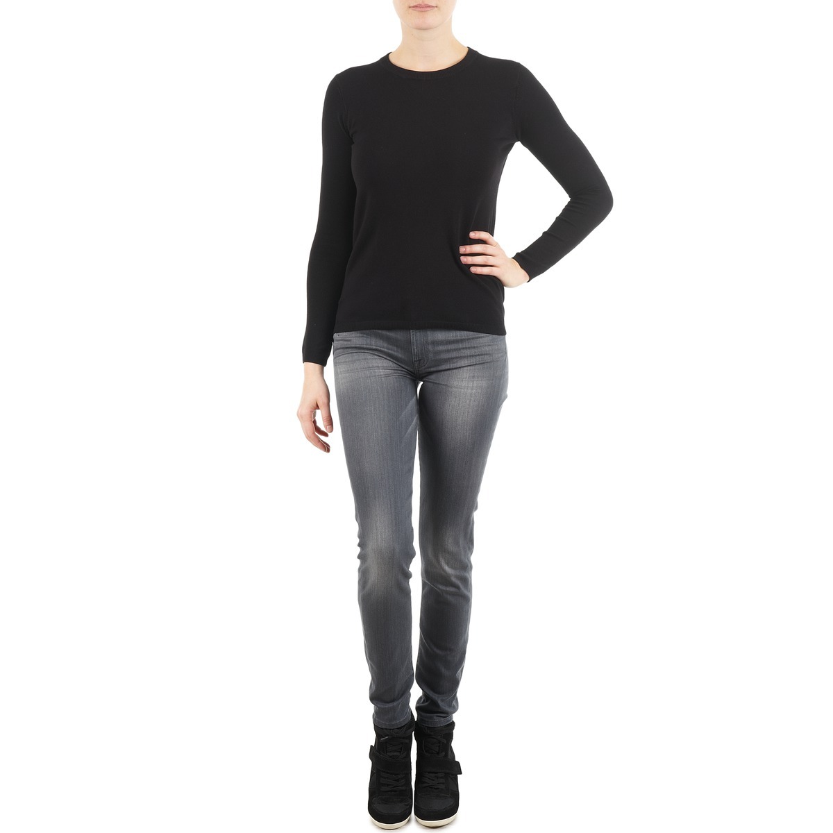 7 For All Mankind - Grey - Women's Skinny Jeans - Spartoo GOOFASH