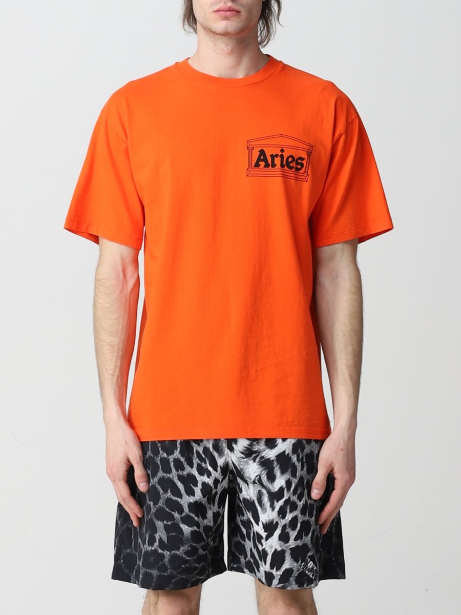 Aries Men T-Shirt in Orange - Giglio GOOFASH