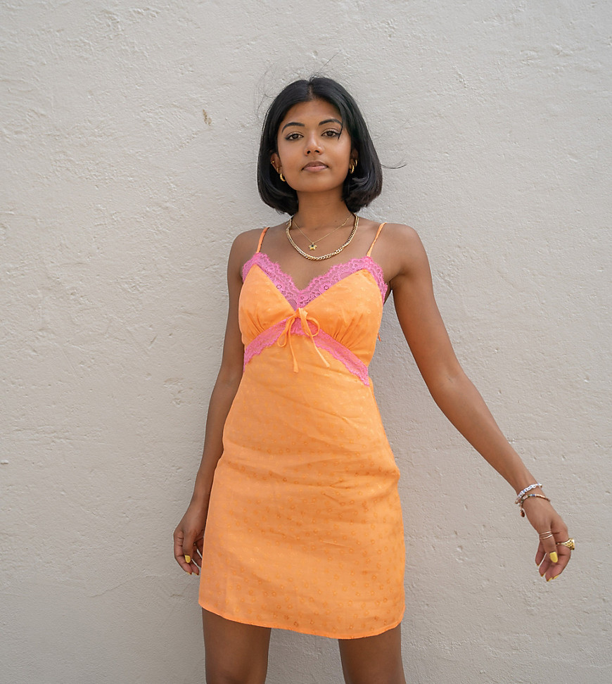 Asos - Lady Slip Dress in Orange - Labelrail GOOFASH