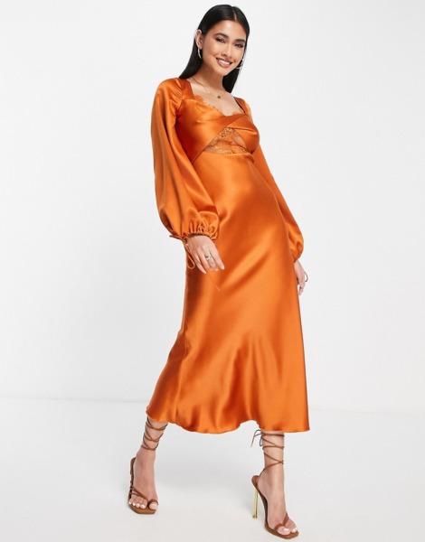 Asos - Orange Women Midi Dress GOOFASH