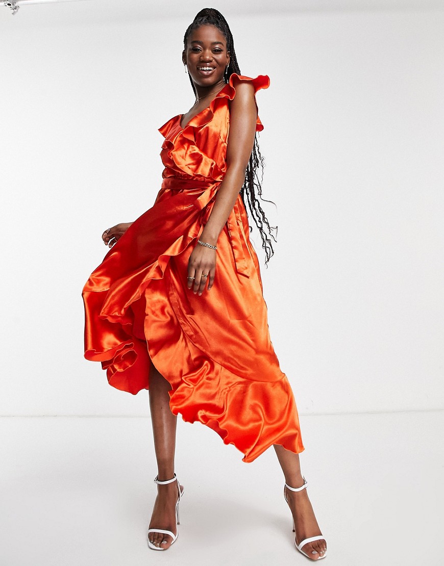 Asos - Orange Women's Wrap Dress Little Mistress GOOFASH