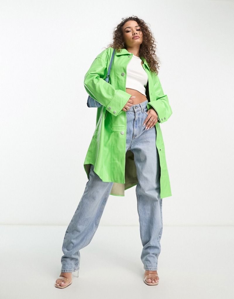 Asos Trench Coat in Green for Woman by Jayley GOOFASH