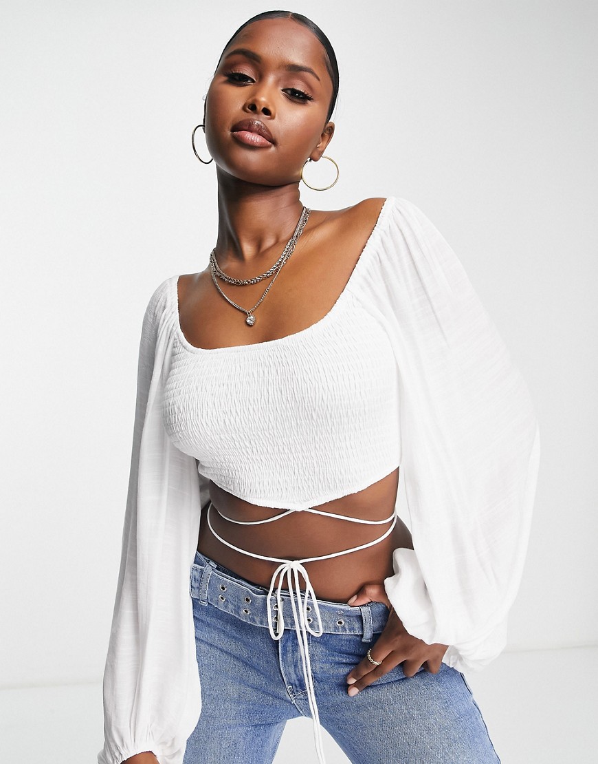 Asos - Womens Crop Top in White Parallel Lines GOOFASH