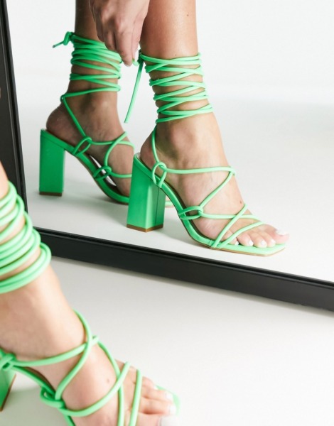 Asos - Womens Green Heeled Sandals from Simmi Shoes GOOFASH
