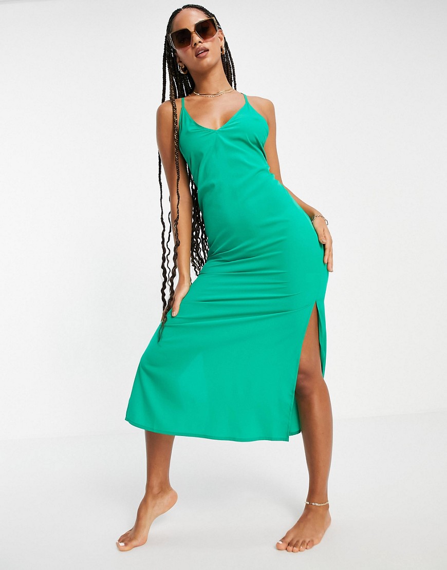 Asos Womens Green Midi Dress GOOFASH
