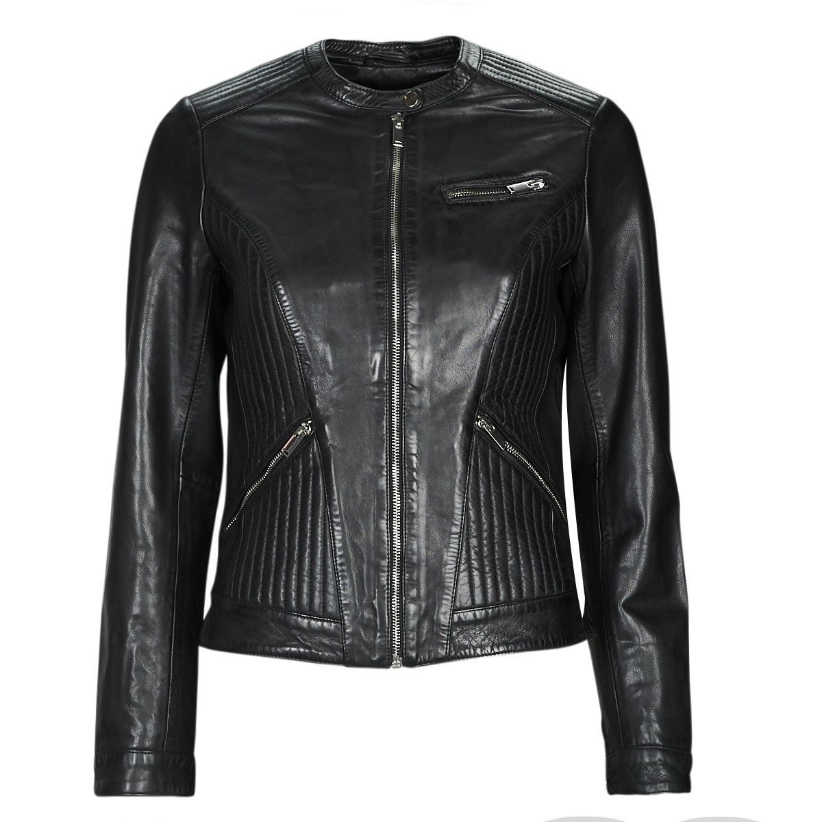 Black - Leather Jacket - Naf Naf - Woman - Spartoo GOOFASH