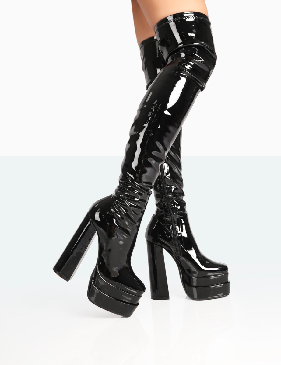 Black Overknee Boots - Women - Public Desire GOOFASH
