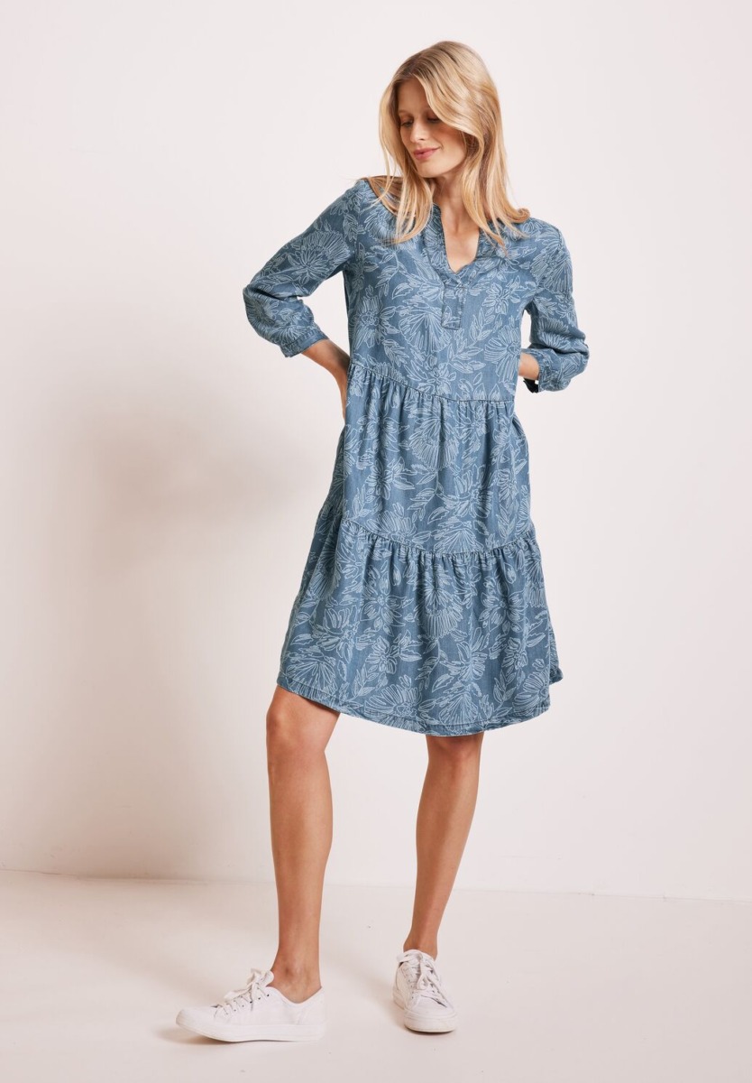 Blue Lyocell Dress With Print Cecil Woman Womens DRESSES GOOFASH