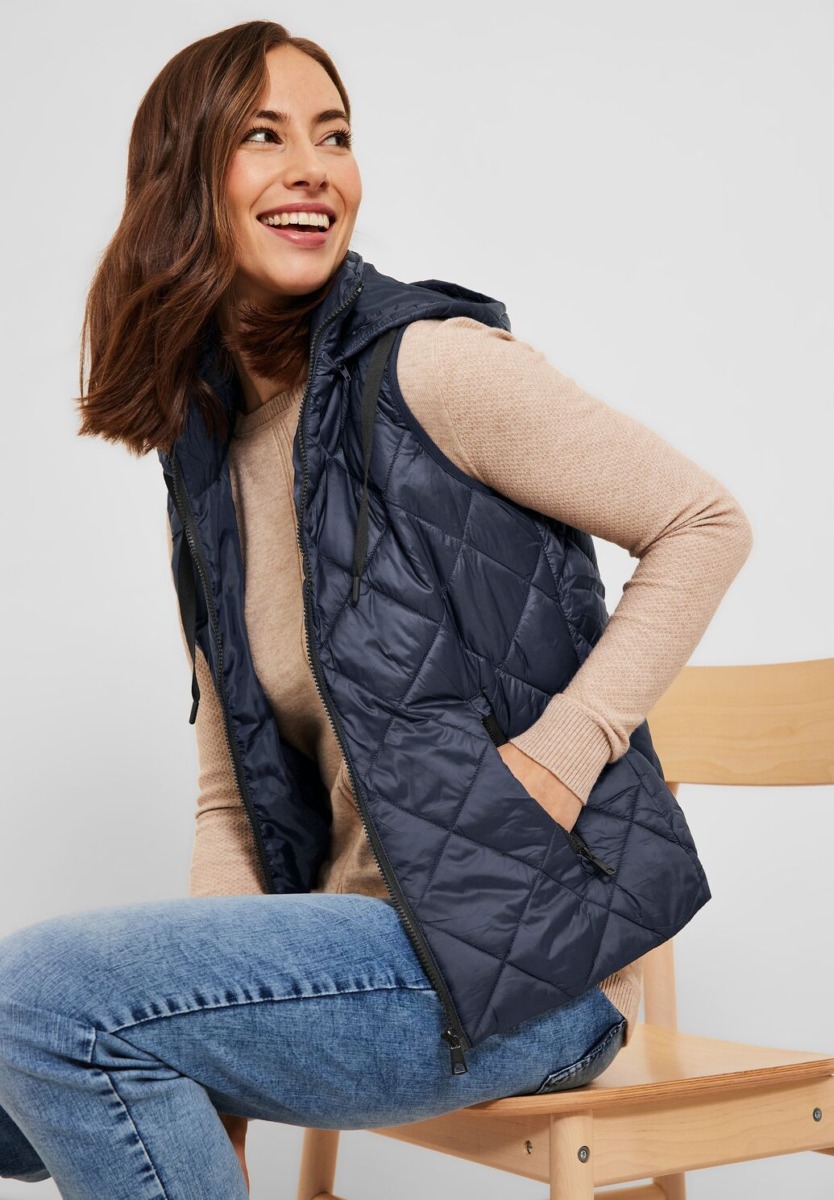Blue Quilting Vest With Hood Women's Cecil Womens JACKETS GOOFASH