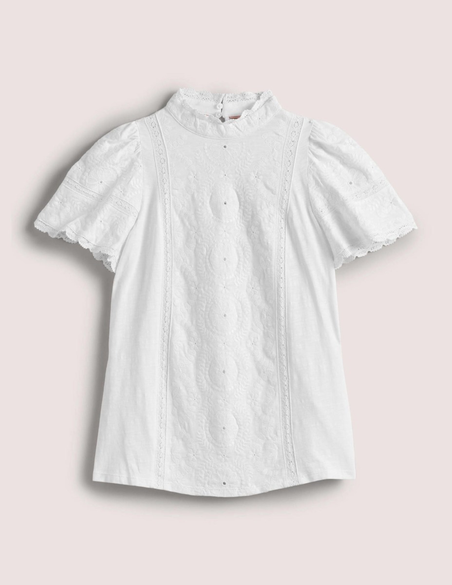 Boden White Jersey Top for Woman GOOFASH