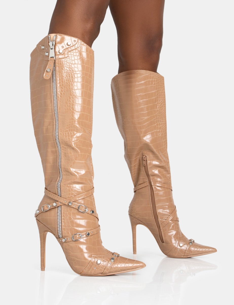 Caramel Knee High Boots Public Desire Woman GOOFASH