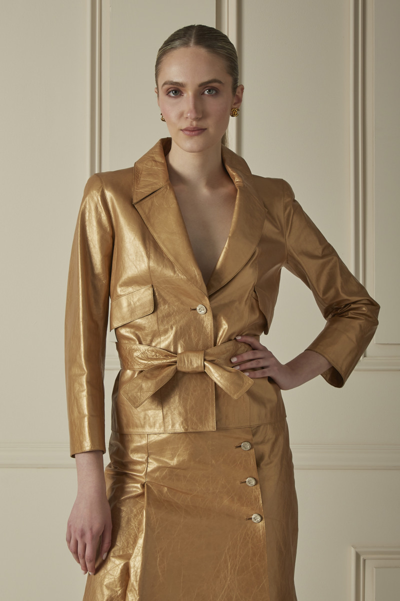 Chanel Gold Ladies Leather Jacket - WGACA GOOFASH