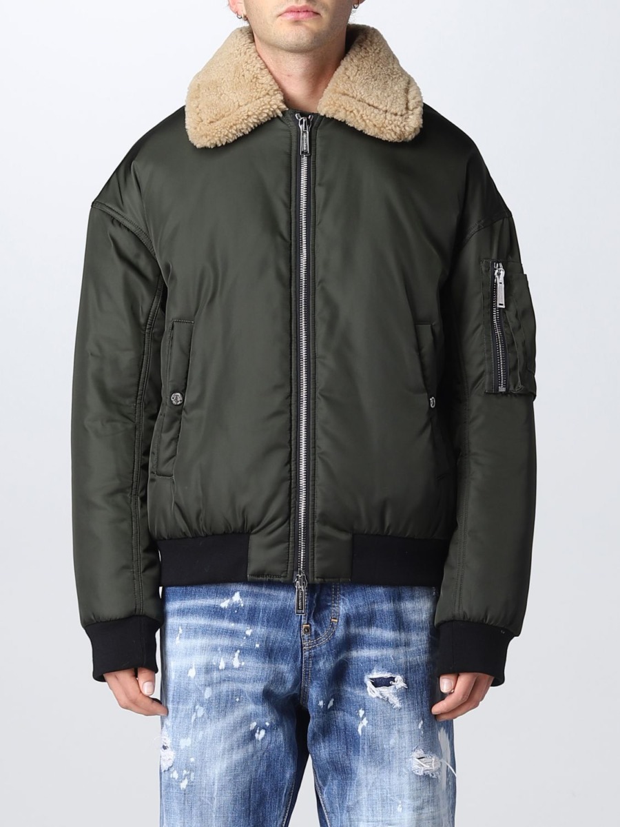 Giglio Green Mens Jacket Dsquared2 GOOFASH
