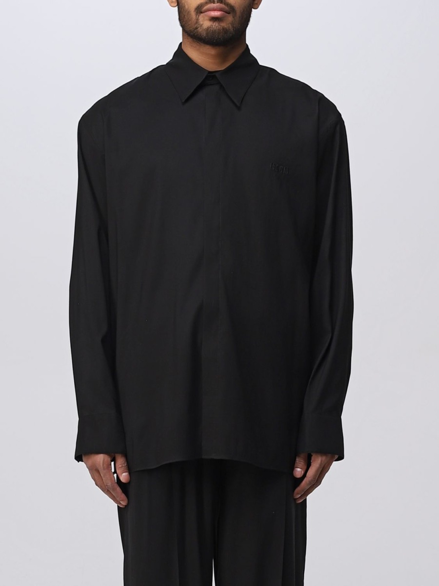 Giglio Man Shirt Black by Msgm GOOFASH