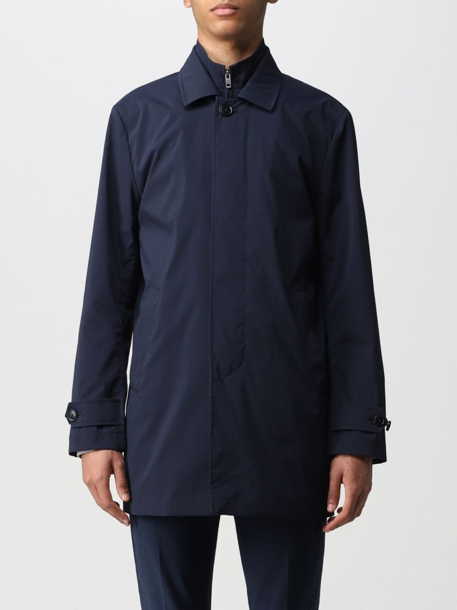 Giglio Trench Coat Blue for Man from Fay Andrada GOOFASH