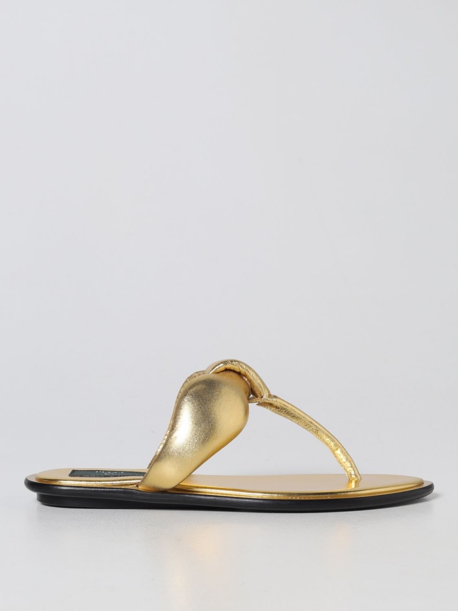 Giglio Womens Gold Flat Sandals GOOFASH