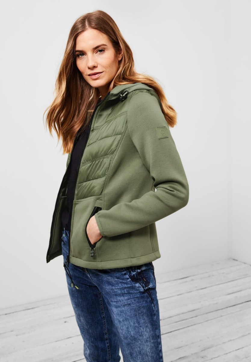 Green Scuba Jacket In The Material Mix Women's Cecil Womens JACKETS GOOFASH