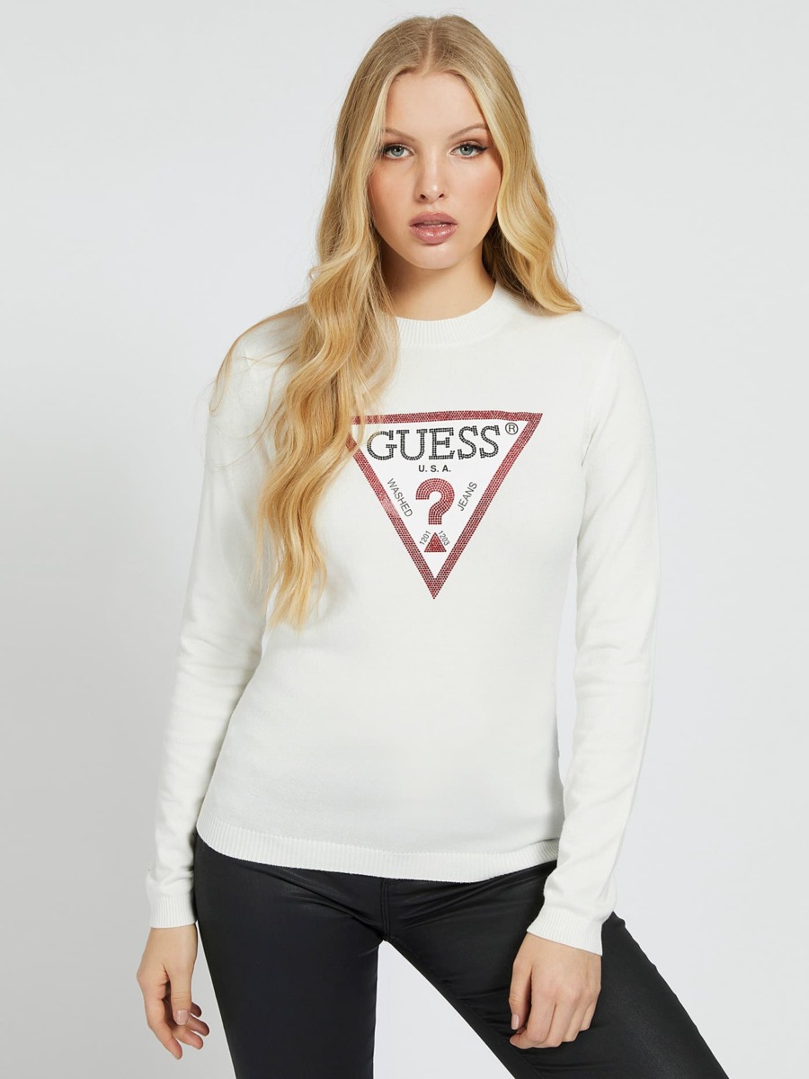 Guess Ladies Sweater in White GOOFASH