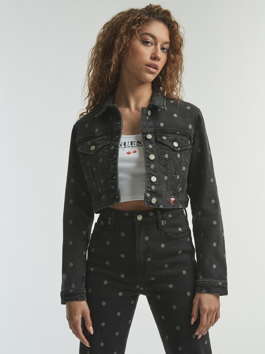 Guess Woman Jeans Jacket in Black GOOFASH