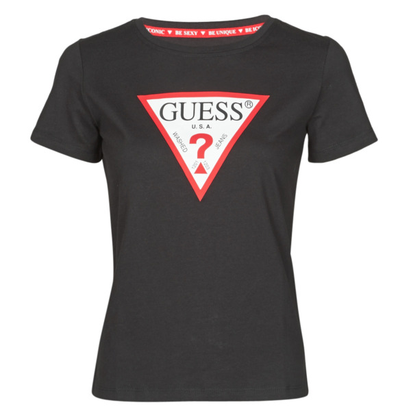 Guess Women T-Shirt in Black from Spartoo GOOFASH