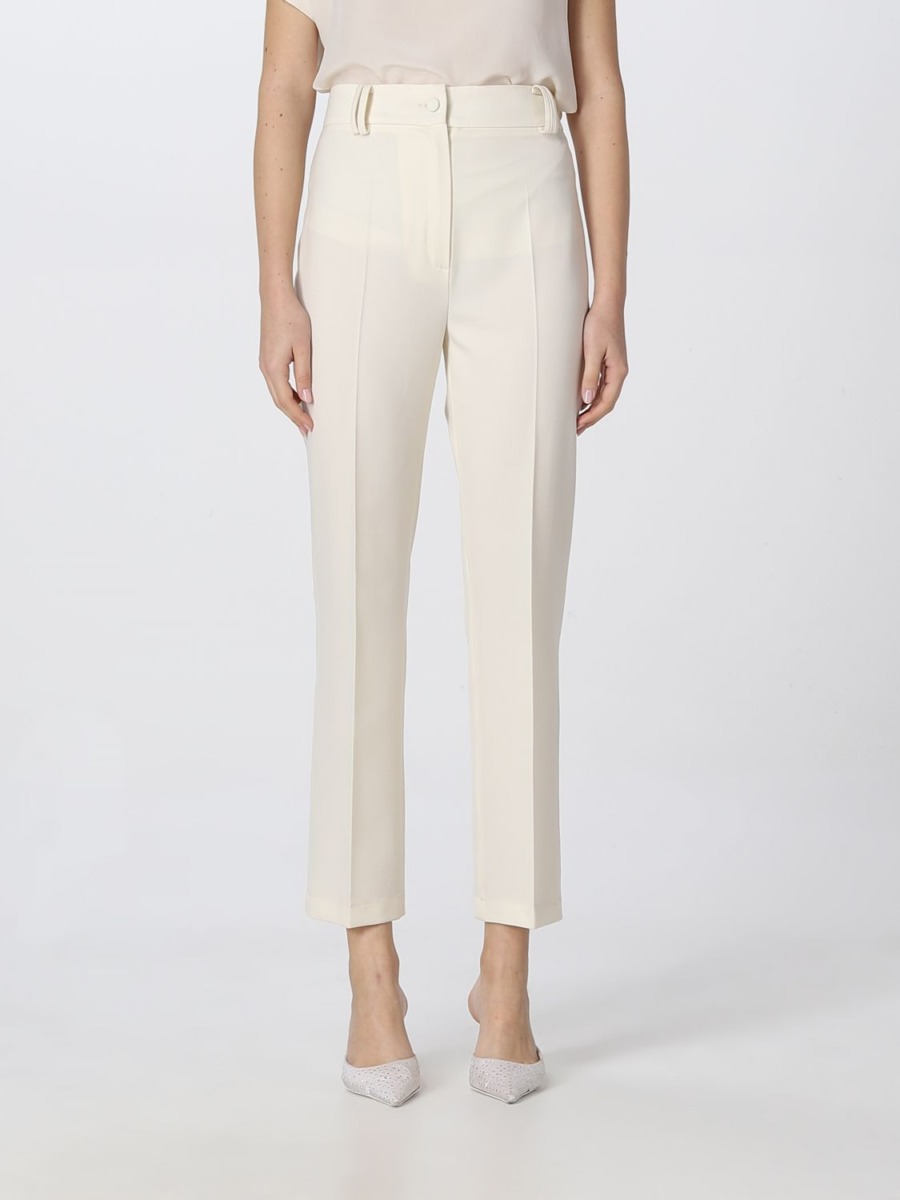 Hebe Studio - Ladies Trousers in Cream by Giglio GOOFASH
