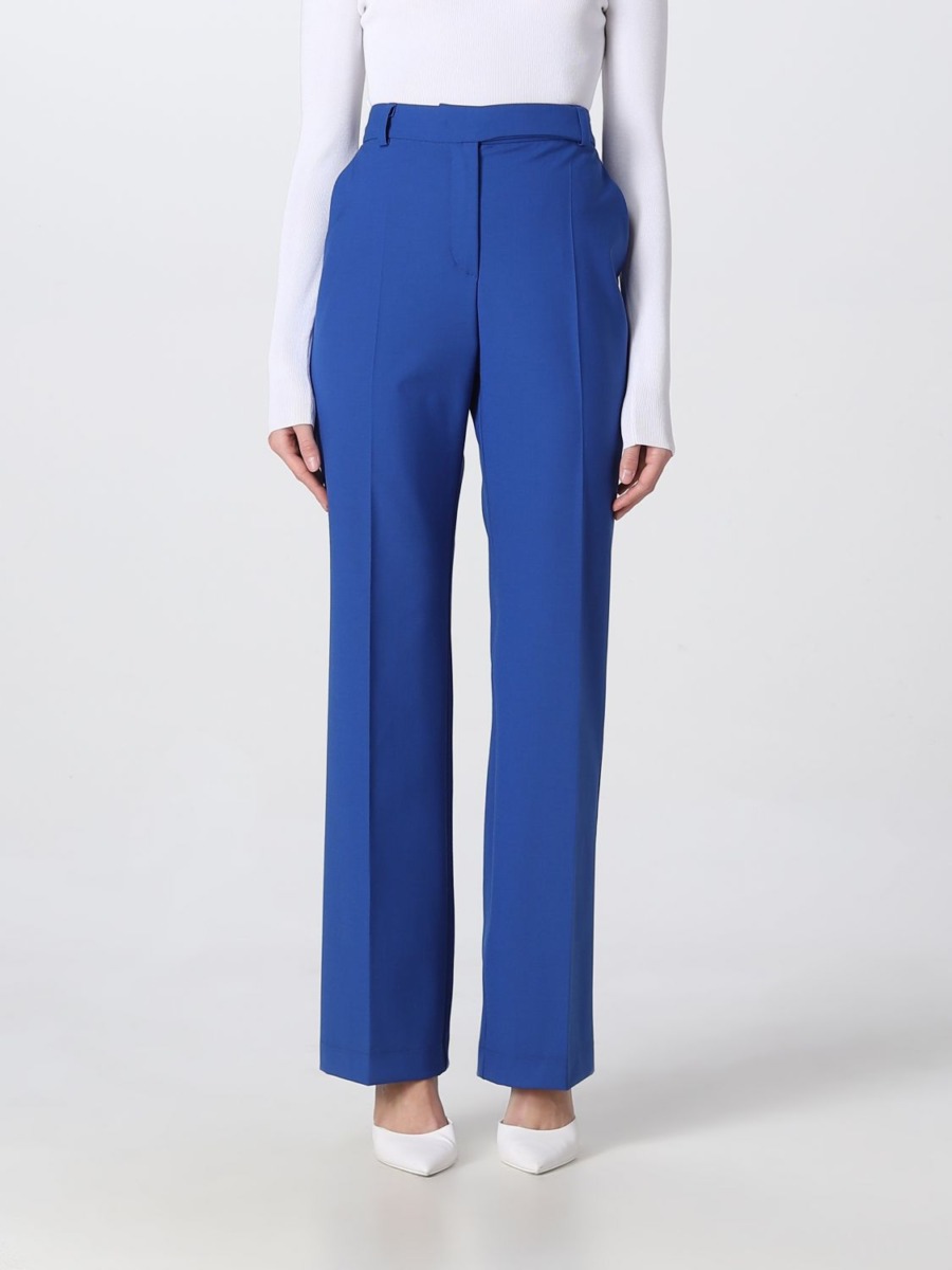 Hebe Studio - Lady Trousers in Blue by Giglio GOOFASH
