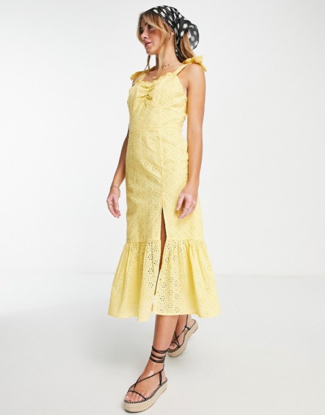 Influence - Woman Yellow Midi Dress from Asos GOOFASH